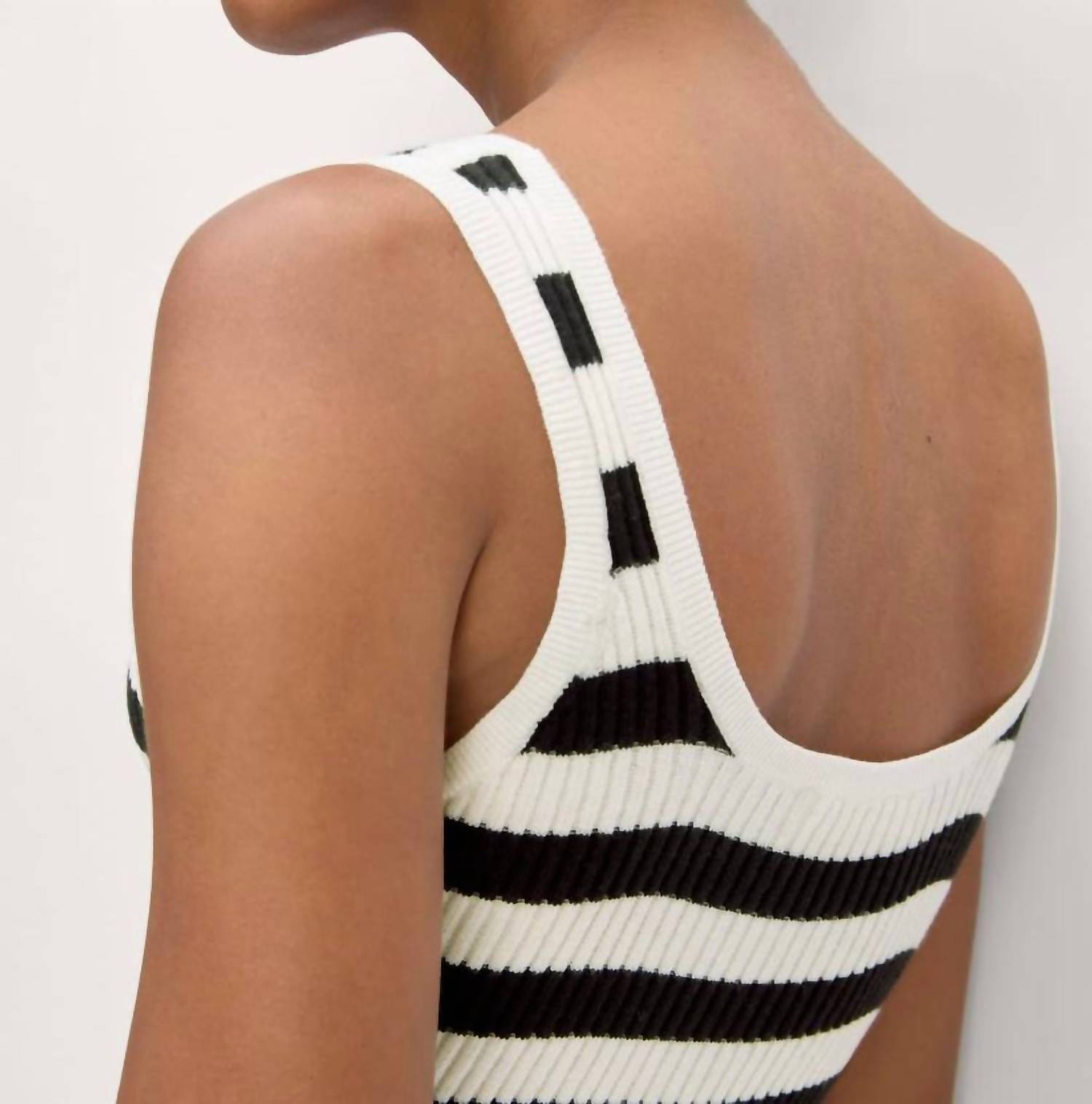 Everlane Crochet Knit Tank Dress in black white - women's dress - view 4