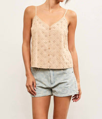 Mustard Seed - Elena Front Button Closure Lace Cami Top