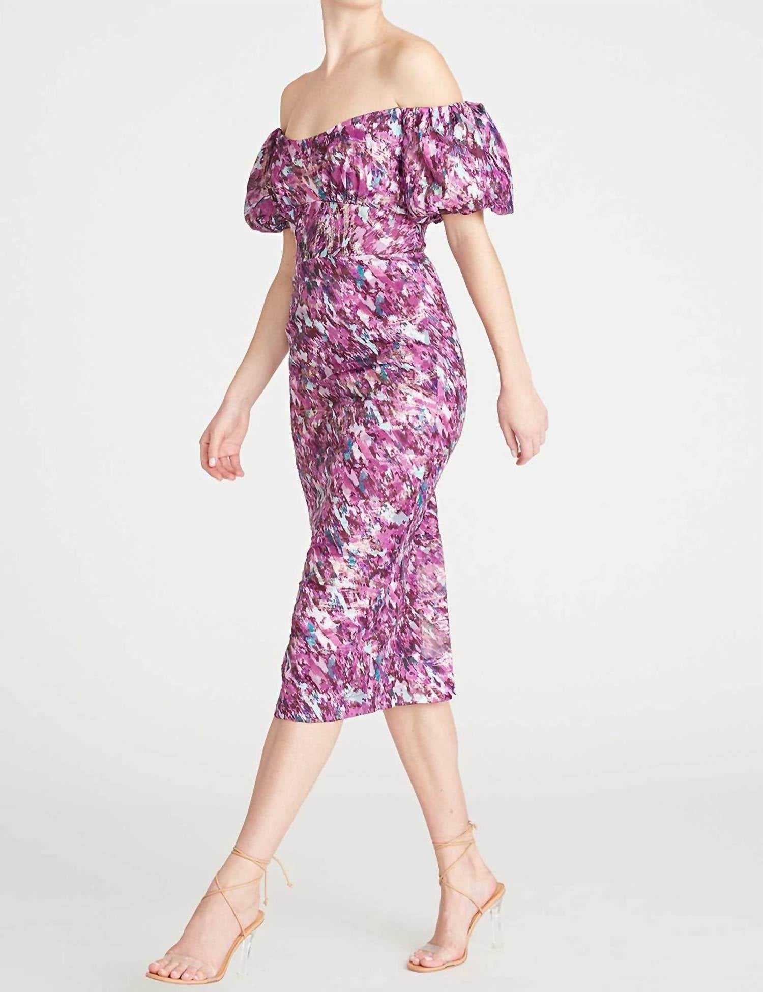 Ml Monique Lhuillier - Women's Off The Shoulder Midi Dress
