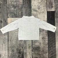 BRATTI MATI Toddler Denim Jacket in white - kids' jacket - detail view