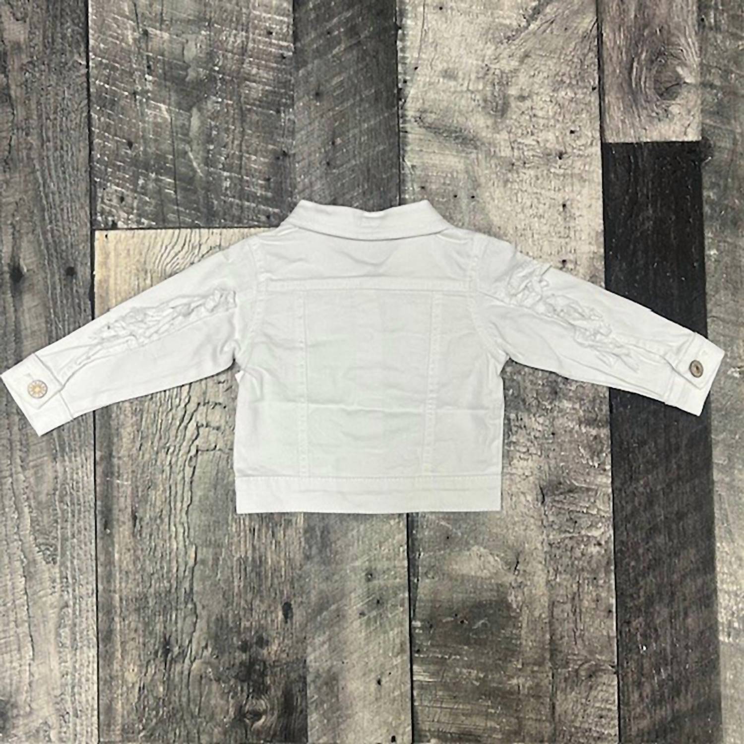 BRATTI MATI Toddler Denim Jacket in white - kids' jacket - detail view
