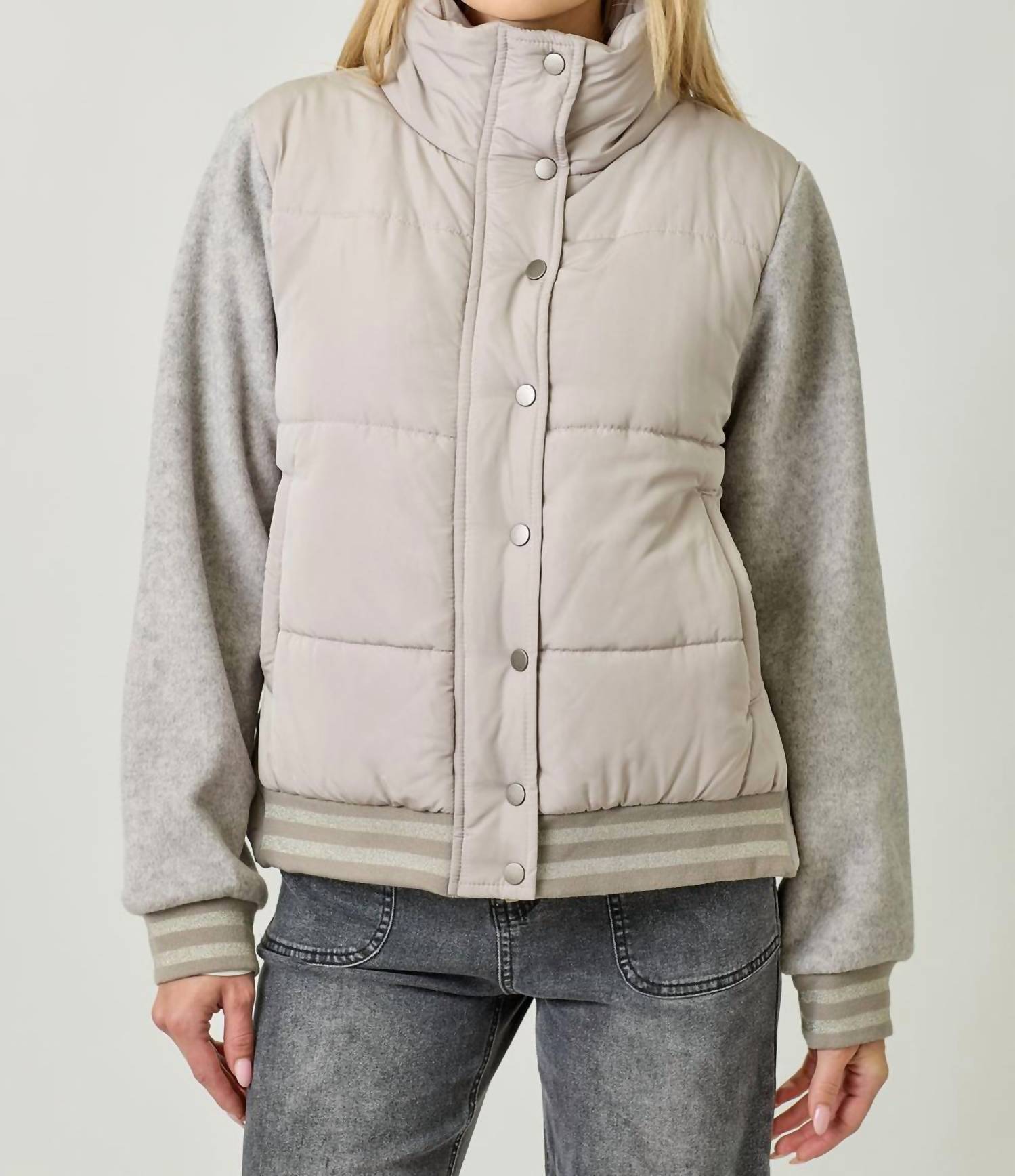 Mystree - Mixed Media Puffer Jacket