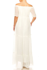 Maison Tara - Short Sleeve Tiered Maxi Dress