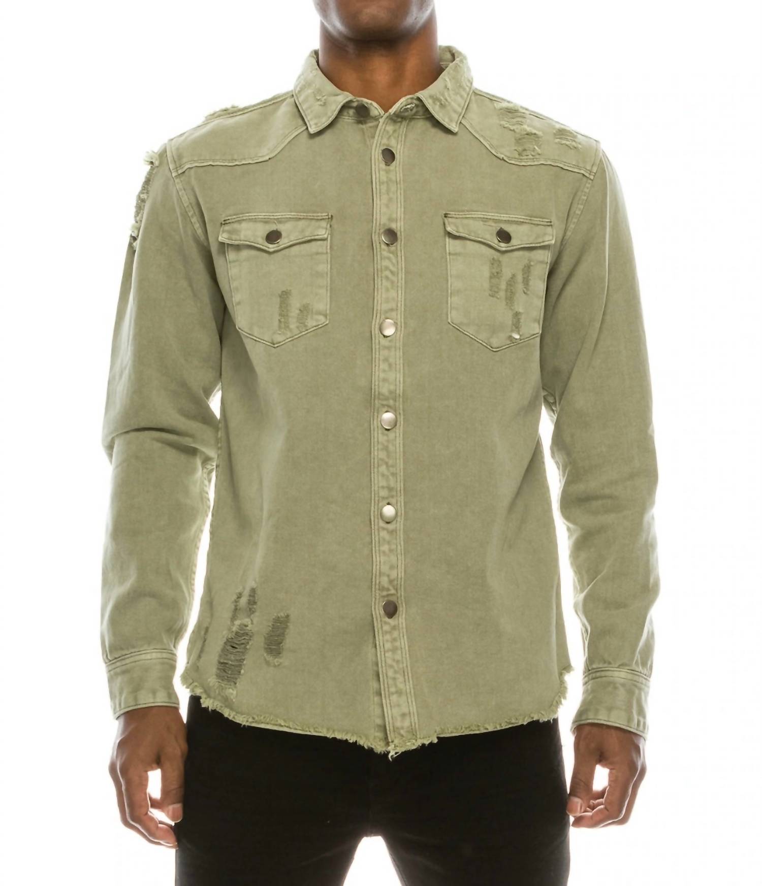 Victorious - Long Sleeve Button Up Denim Jean Shirt Jacket