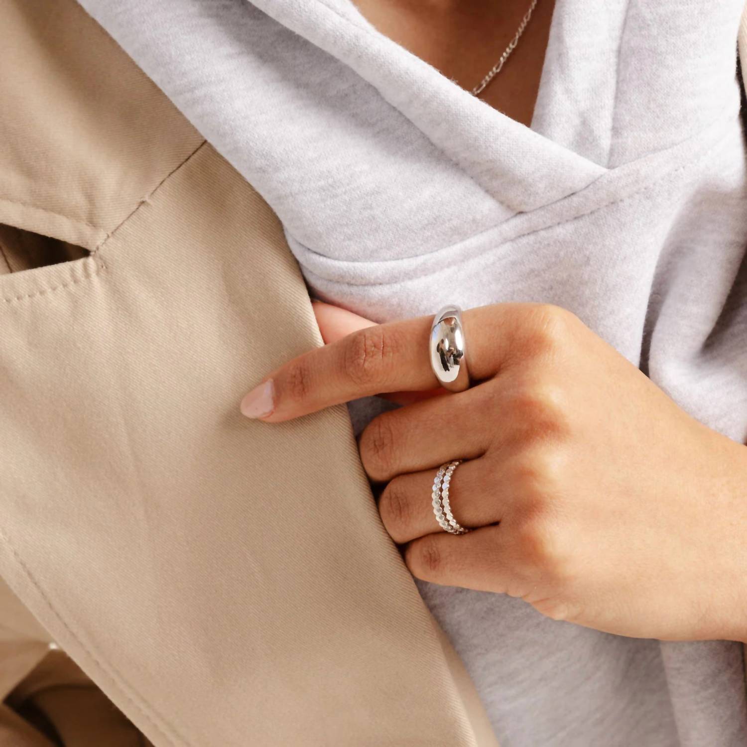 Made By Mary Women's Gloss Ring in silver - women's jewelry - detail view