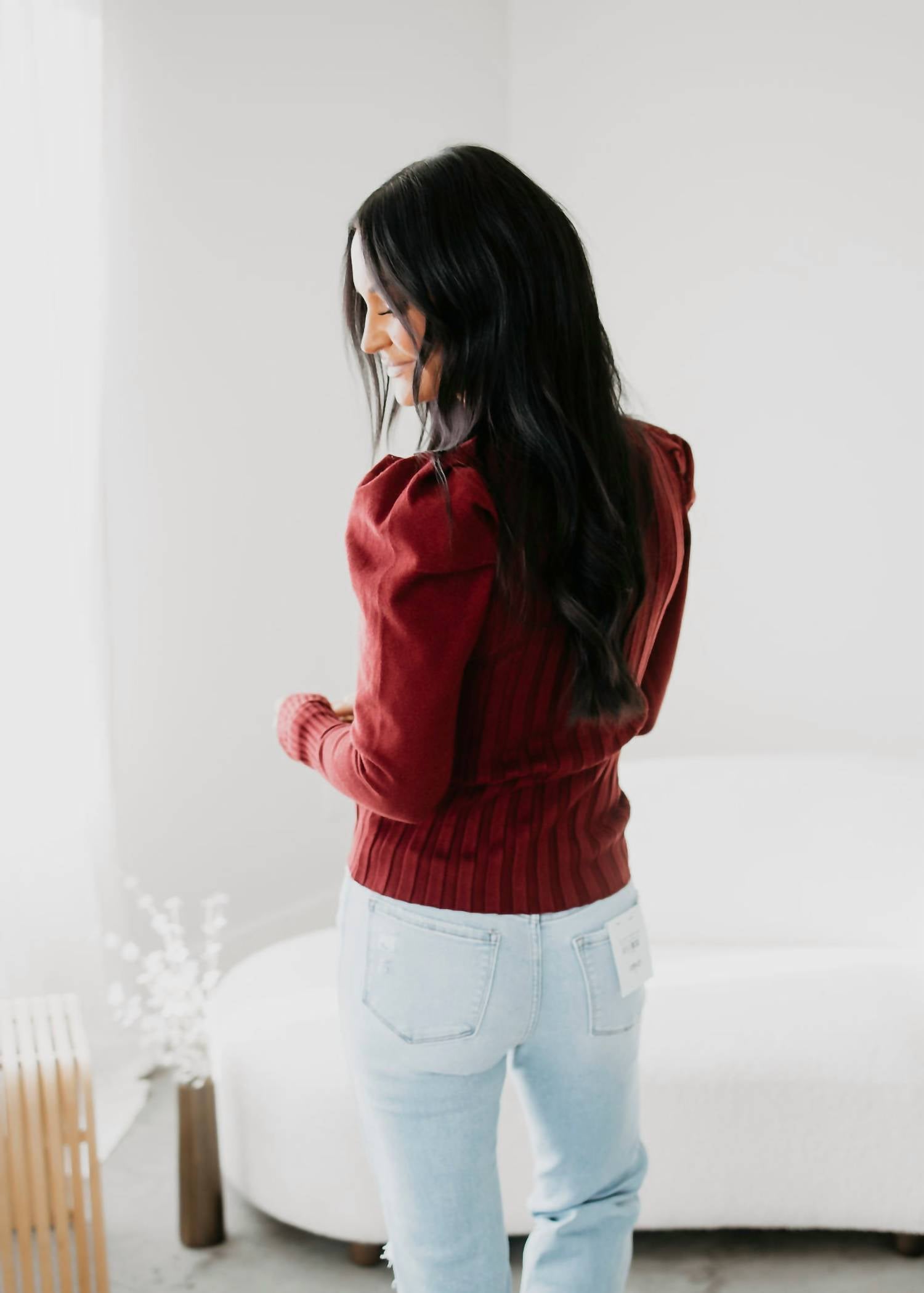 BluIvy Camden Top in maroon - women's blouse - alternate view