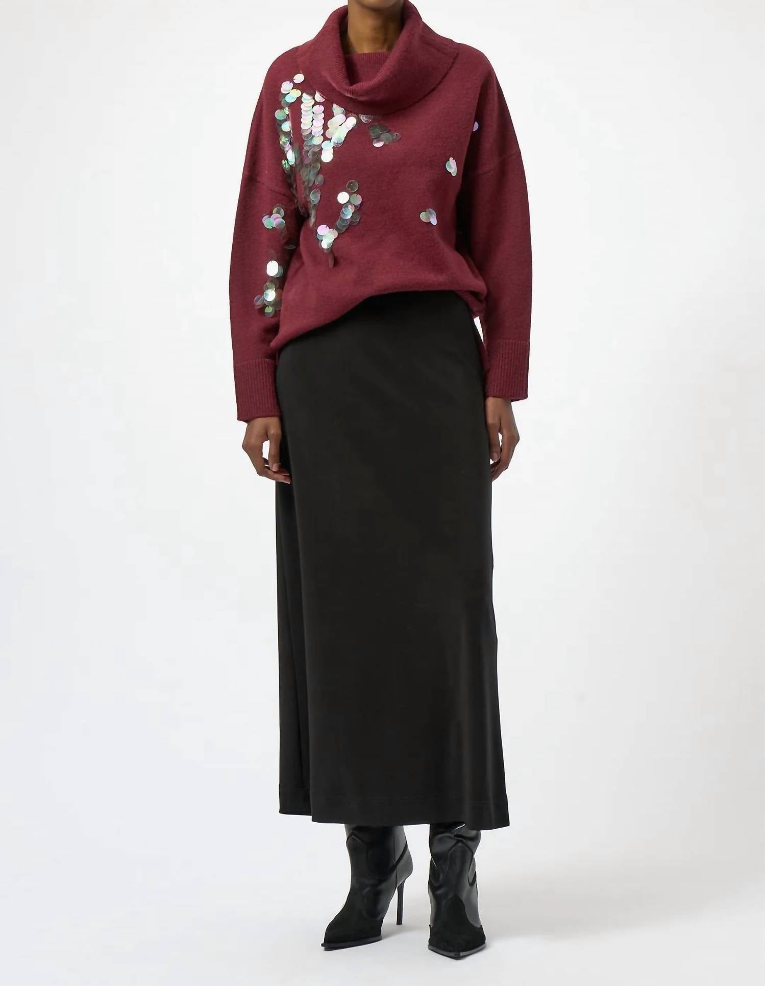 Joseph Ribkoff - Sequined Turtleneck Pullover Sweater