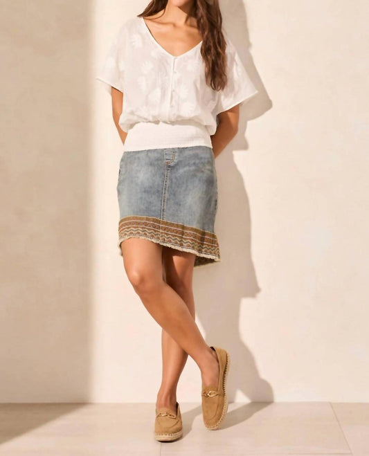 Tribal - Popover Button-front V-neck Blouse