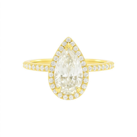 Allyanna Gifts - Women's Pear Shape Halo Moissanite Ring