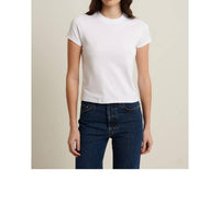 Patrick Assaraf Pima Stretch Short Sleeve Baby Tee in white - women's t-shirt - detail view
