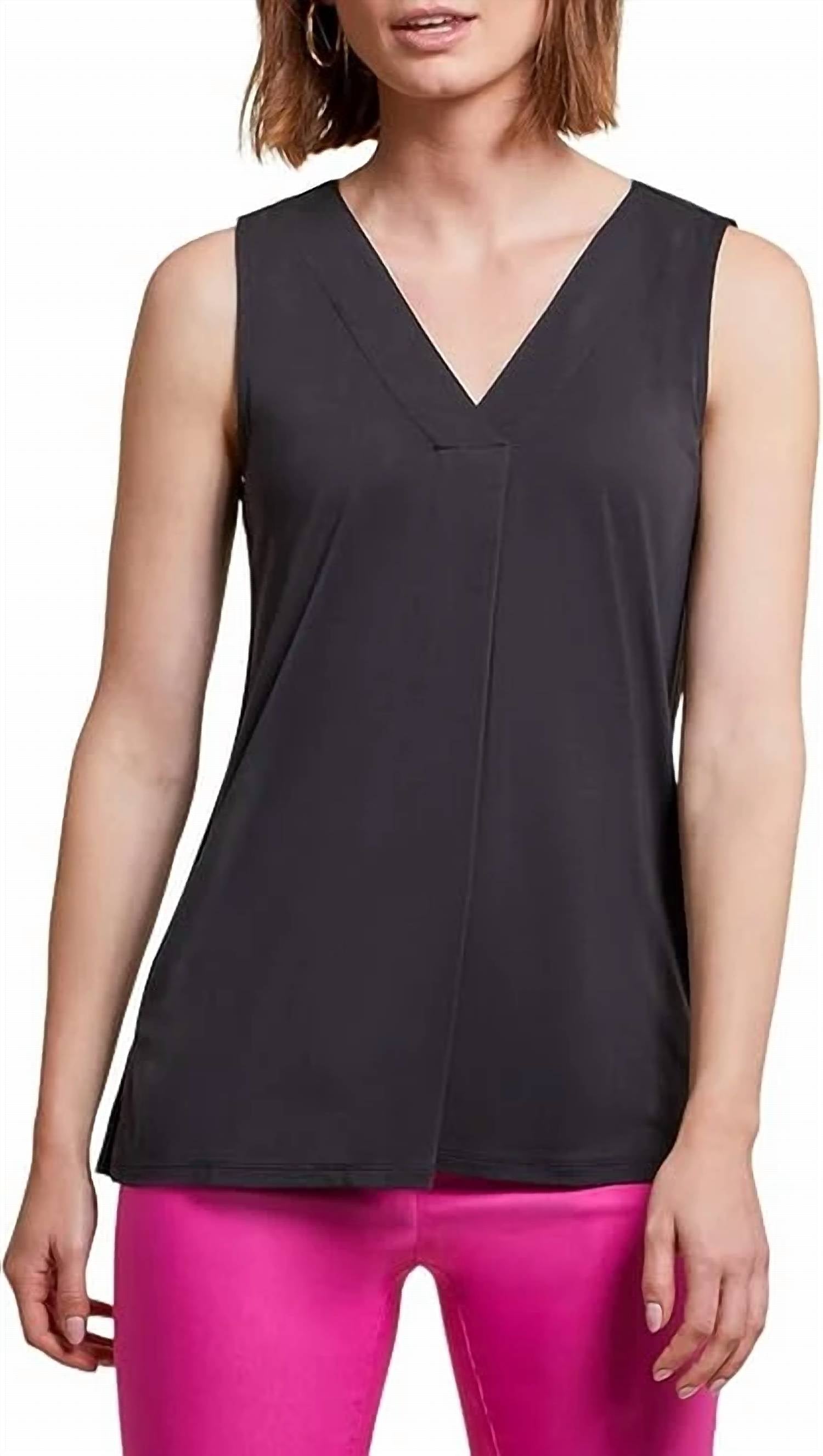 Tribal - Stacy Sleeveless V-neck Top With Pleat