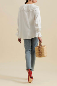 Anne Fontaine - Oihan Embroidered Overlay Collar Blouse