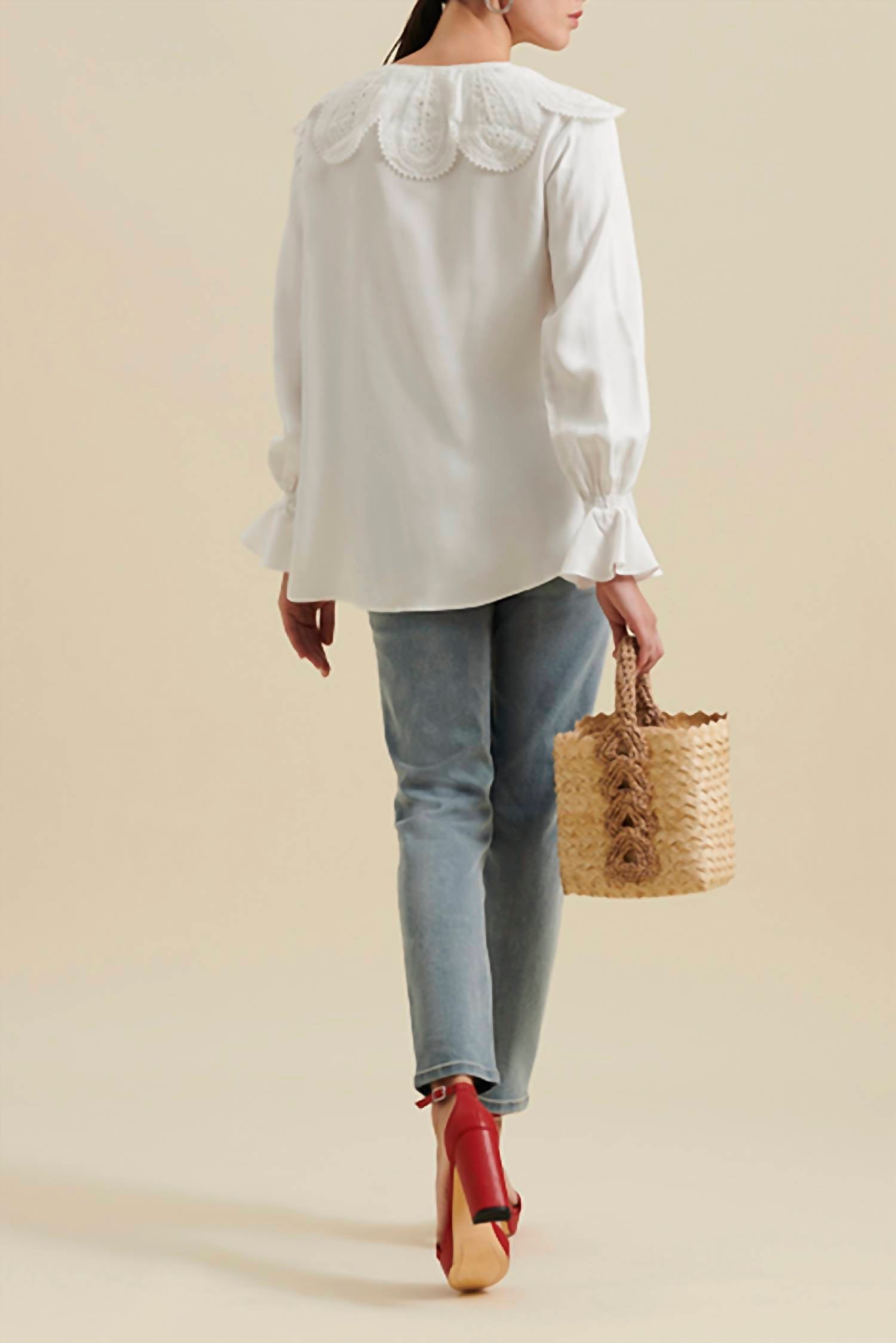 Anne Fontaine - Oihan Embroidered Overlay Collar Blouse