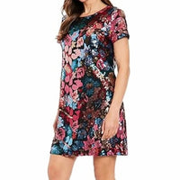 London Times - Sequin Crew Neck T-shirt Mini Dress
