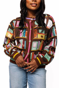 Queen Of Sparkles - Library Brooks Long Sleeve Cardigan