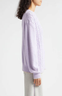 Atm - Women's Cotton Blend Cable Crew Neck Sweater