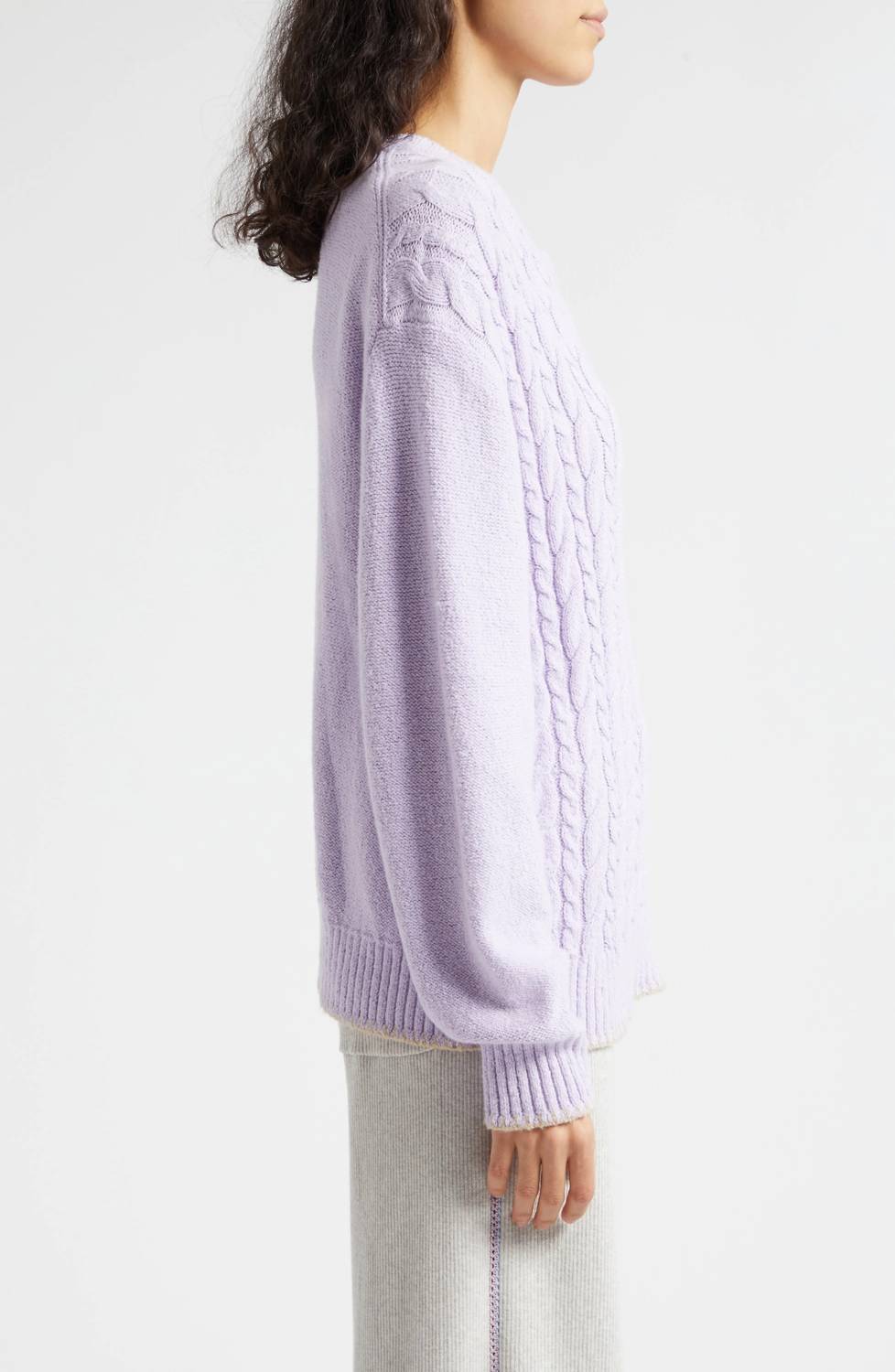 Atm - Women's Cotton Blend Cable Crew Neck Sweater