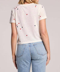 Chaser Baby Heart Toss Tee in white - women's t-shirt - detail view