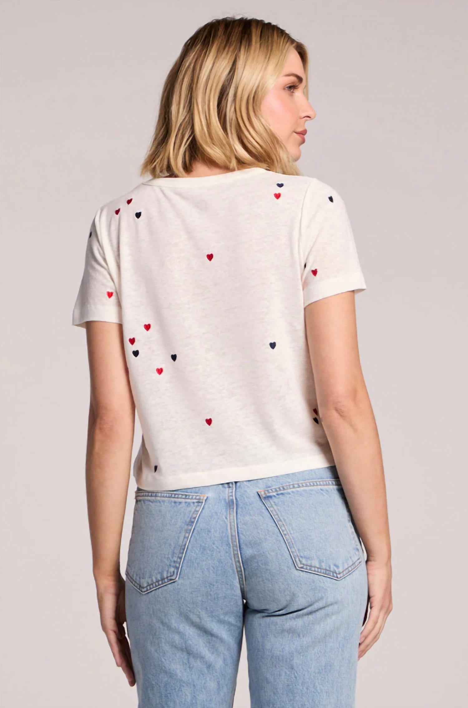 Chaser Baby Heart Toss Tee in white - women's t-shirt - alternate view