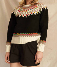 En Creme - Fern & Feather Pattern Knit Sweater