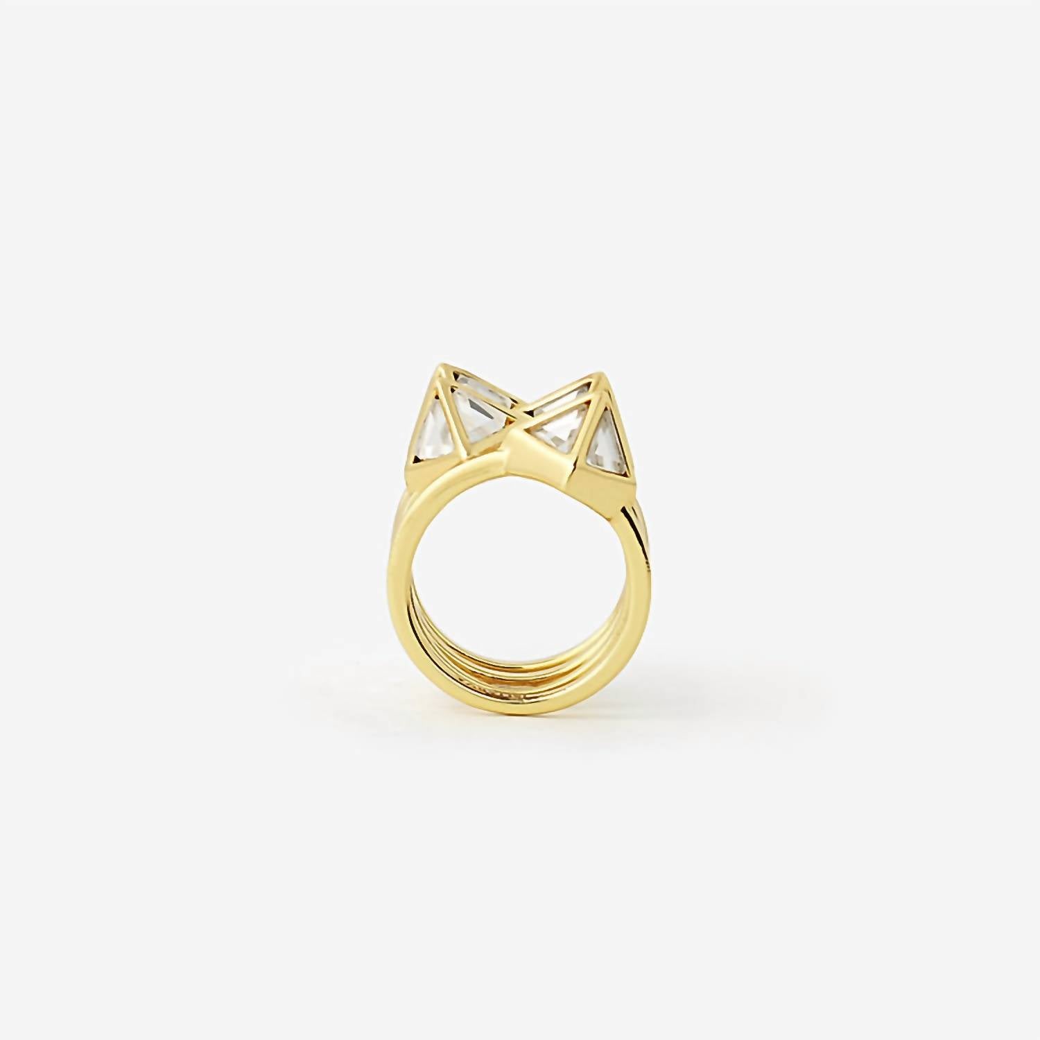 Avenue Chic - Women's Pyramid Mirror Statement Ring