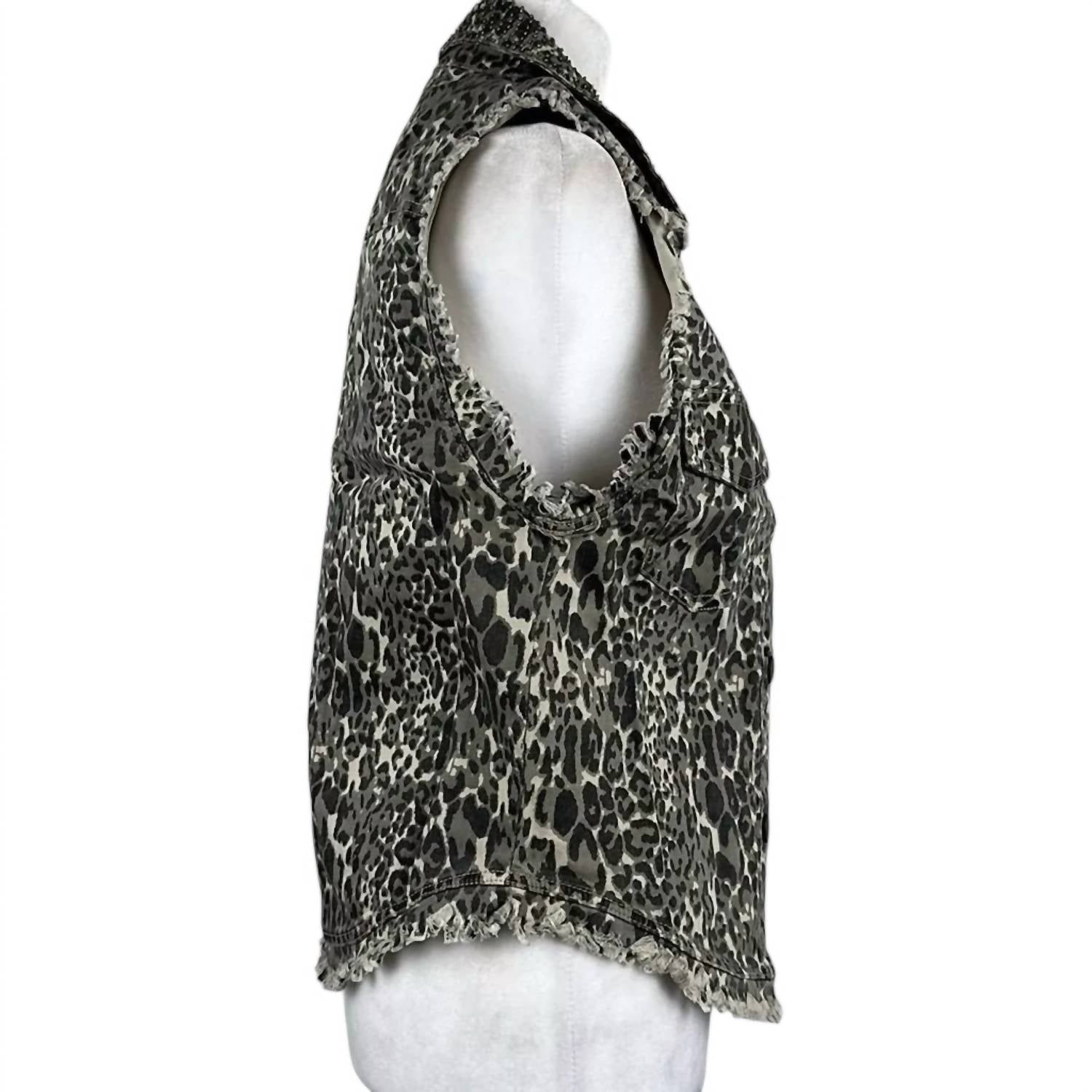 English Rose - Women's Animal Print Distressed Vest