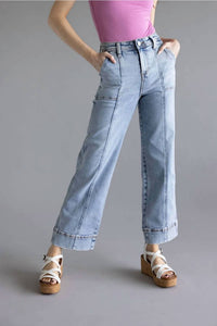 Risen - High Rise Crop Straight Leg Jeans