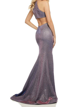 Sherri Hill - Glittered Sleeveless Halter Neck Long Gown