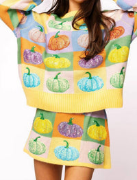 Queen Of Sparkles - Pastel Colorblock Sequin Pumpkin Sweater