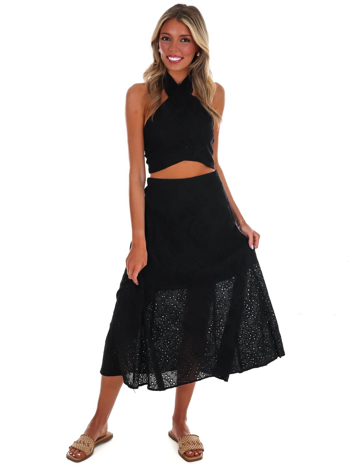 Hyfve - Evening Escape Eyelet Top And Skirt Set
