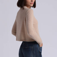 Minnie Rose Cashmere Collared Cardigan in brown sugar - women's cardigan - detail view