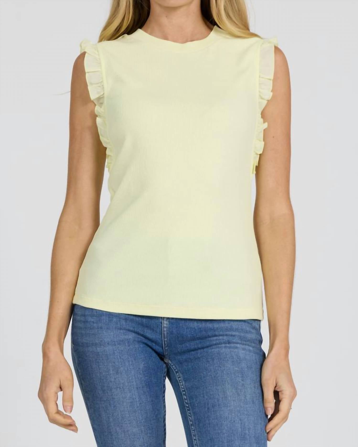 DEAR JOHN DENIM Bridget Sleeveless Rib Top in yellow - women's tank top