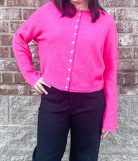 Ee:Some - Solid Button Down Long Sleeve Cardigan