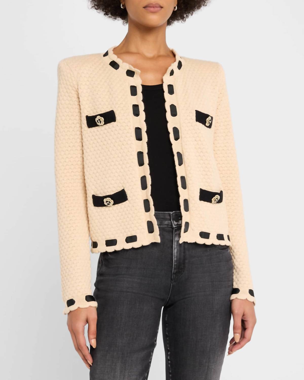 L'Agence - Astor Contrast Trim Cardigan