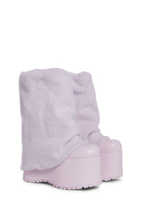 SUGAR CANDY MOUNTAIN Women's Snuggle Wonderland High Platform Boots in pink - women's shoe - detail view