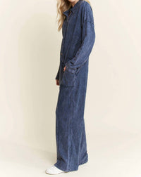 J.Her - Mineral Wash Button Down Collar Onesie Jumpsuit