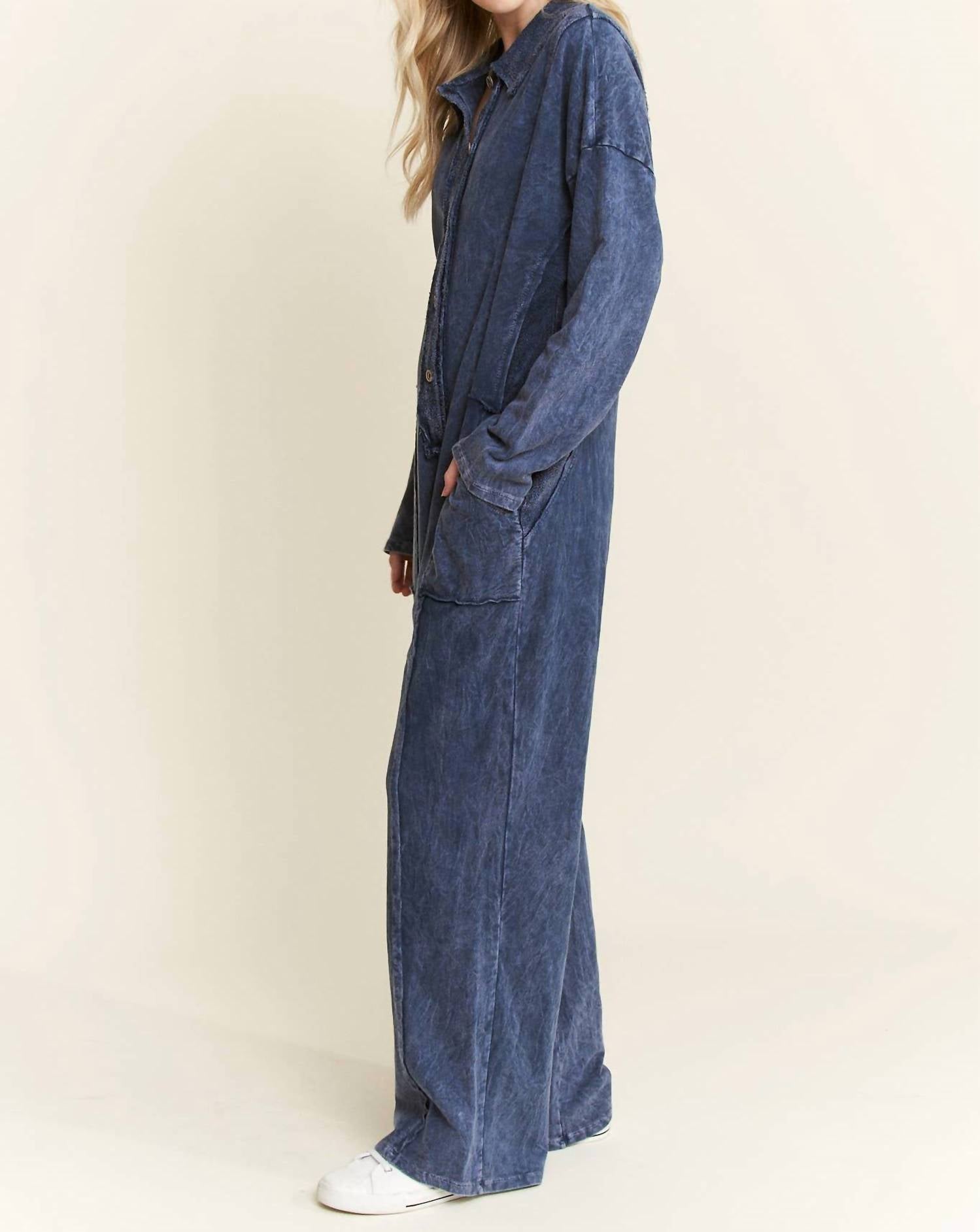 J.Her - Mineral Wash Button Down Collar Onesie Jumpsuit