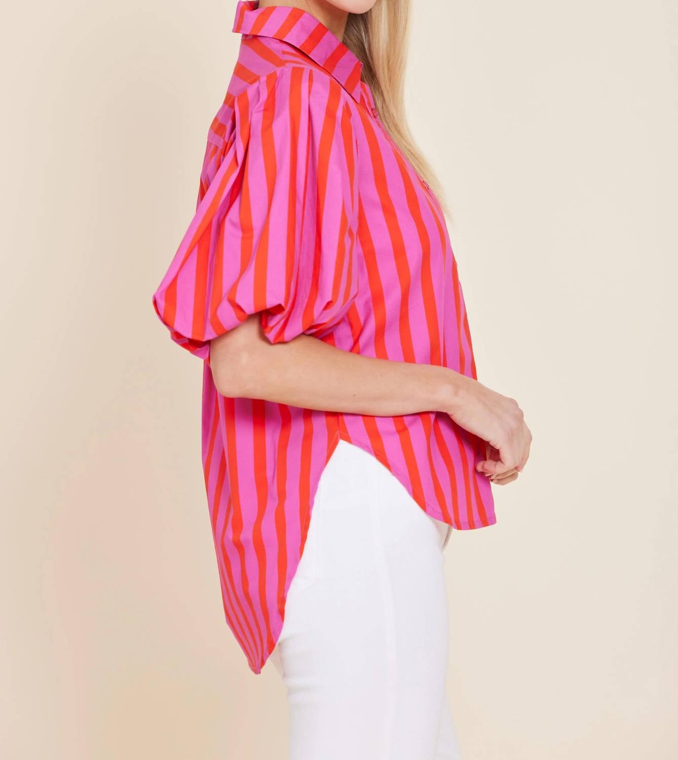 Dolce Cabo - Poplin Puff Shoulder Top