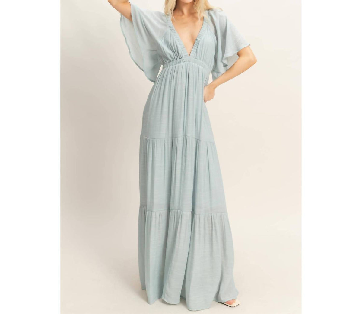Hyfve - Flutter Sleeve Maxi Dress