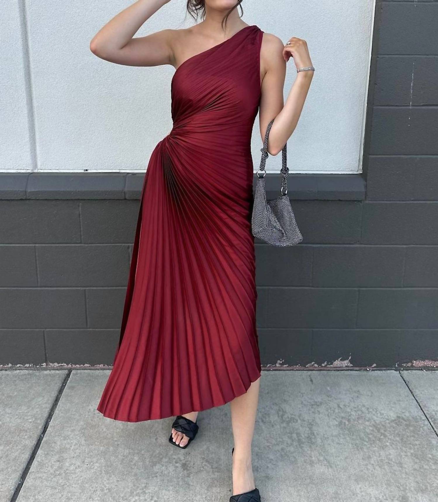 Dress Forum - Olympia Asymmetrical Pleated Maxi Dress