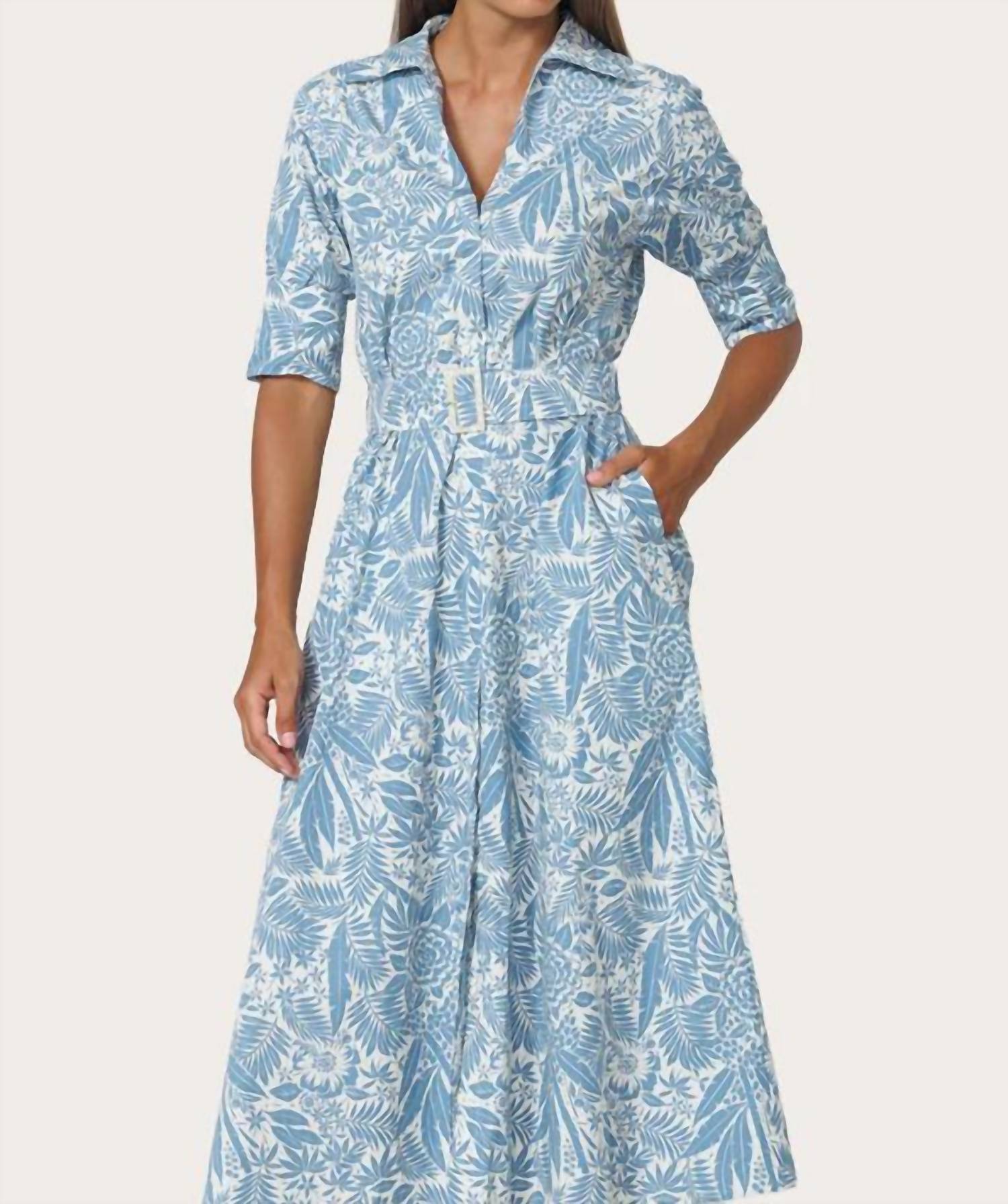 Lusana - Chrissie Belted Maxi Poplin Dress