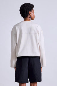 APIECE APART Boxy Tee in oat 3 - women's long sleeve top - alternate view