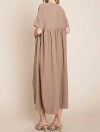 Bombom - Round Neck Ruched Midi Dress