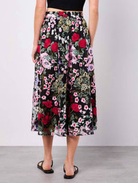 Apricot - floral embroidered skirt
