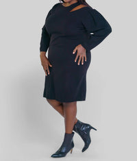 Donna Morgan - Long Sleeve Mini Sweater Dress - Plus