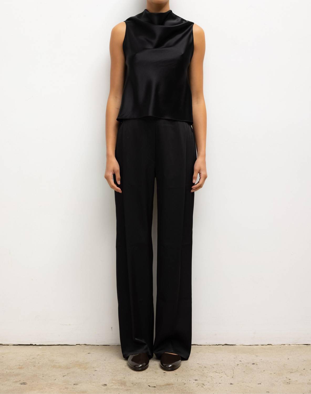 LESET Barb Shell Sleeveless Top in black - women's blouse - detail view