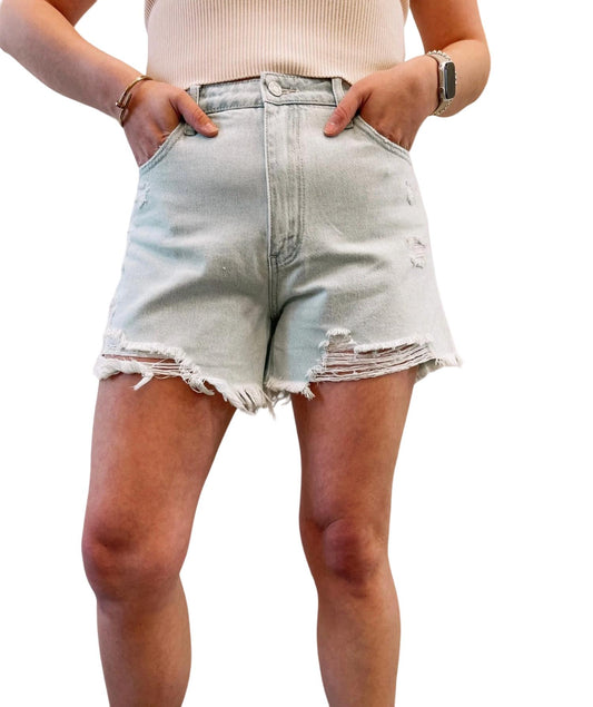 Vervet By Flying Monkey - High Rise Distressed Mom Shorts