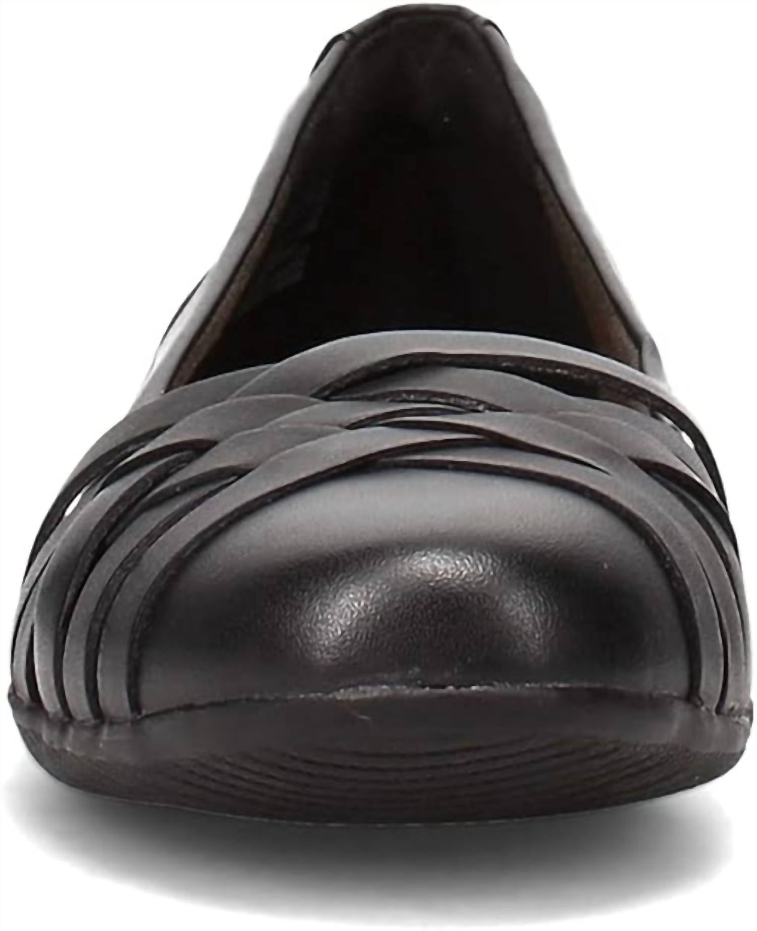 Clarks Women's Sara Clover Flat Shoe in black leather - women's flats - alternate view