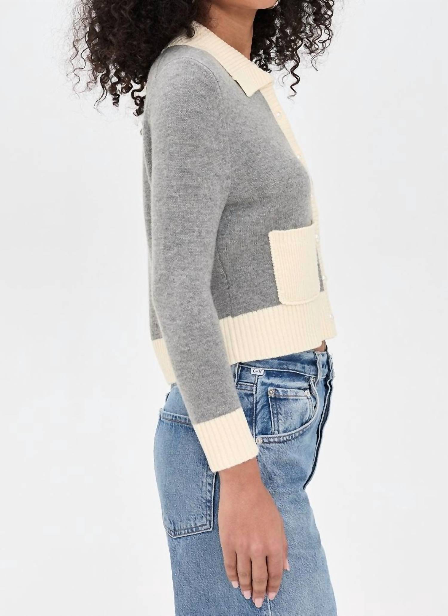 Re/Done - Pearl Contrast Cardigan
