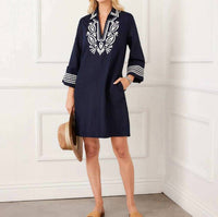 Karen Kane - Cuffed Sleeve Embroidered Dress
